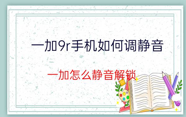 一加9r手机如何调静音 一加怎么静音解锁？